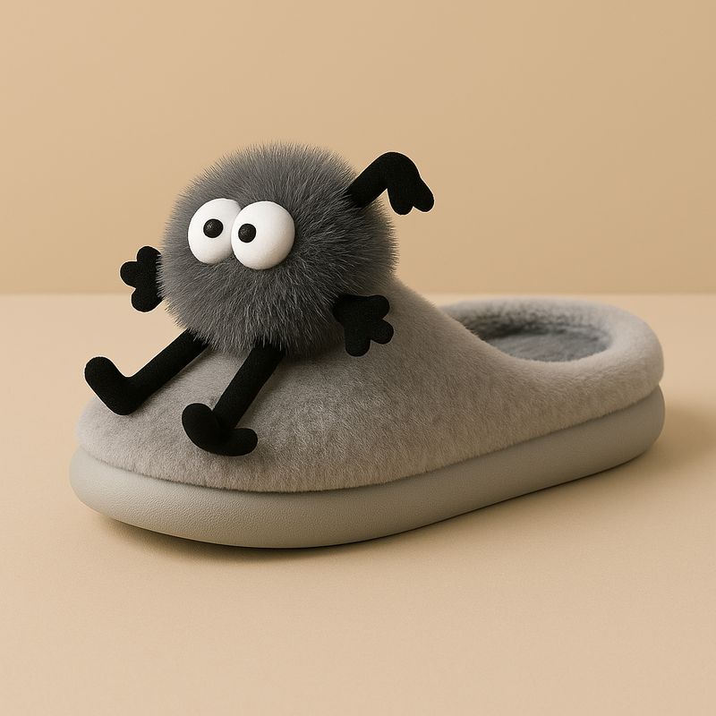 Fuzzy Monster Slippers - GRAY