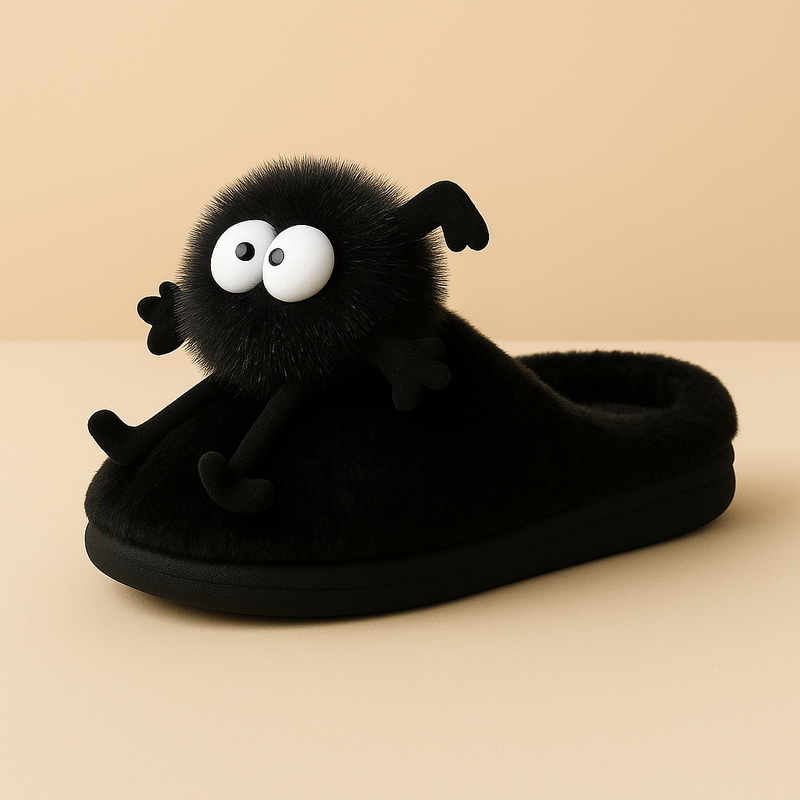Fuzzy Monster Slippers - BLACK