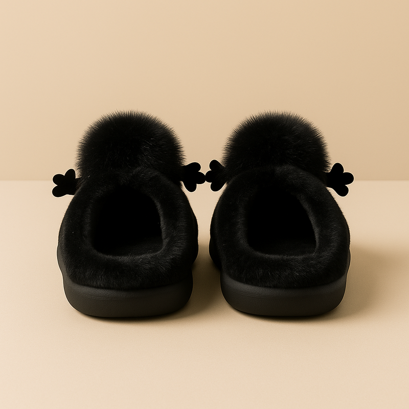 Fuzzy Monster Slippers - BLACK