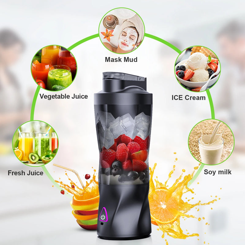 Electric Portable Juicer Fresh Fruit Mixer 700ML Multifunctional USB Rechargeable Shakes Smoothie Blender Outdoor Mixing Cup